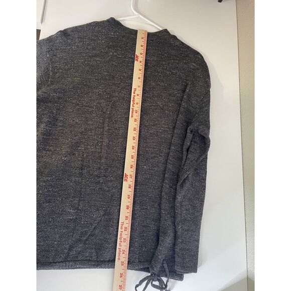 Pure J.JILL L Mock Neck Boxy Side Ties Sweater Top Cozy Stretch Grey - Picture 4 of 6